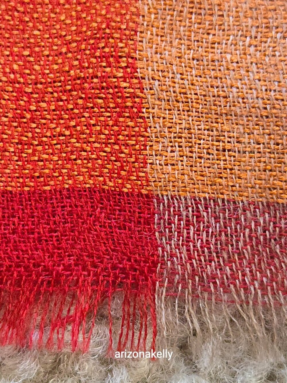 Ahujasons Cashmere Red, Grey, and Orange Plaid Scarf - Picture 8 of 16